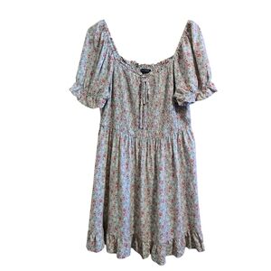 Floral Smocked Dress with Puff Sleeves Size 1X